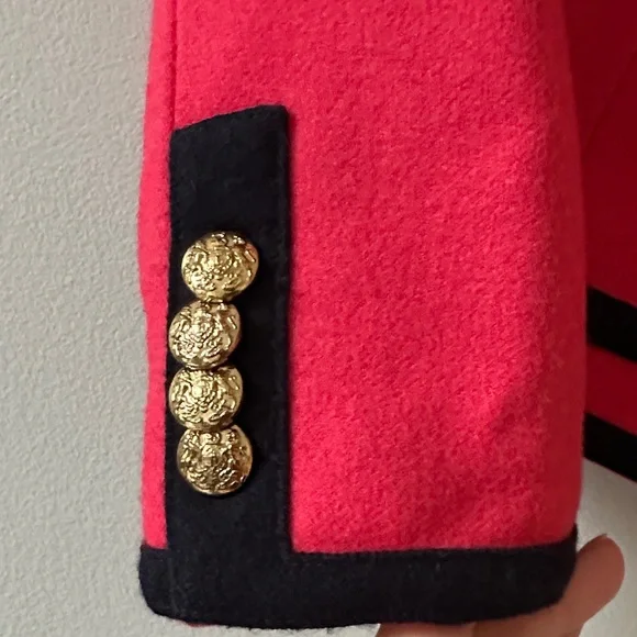 J. Crew Pink and Navy Trim Double Surged Wool Lady Jacket Size 2 - Picture 4 of 8